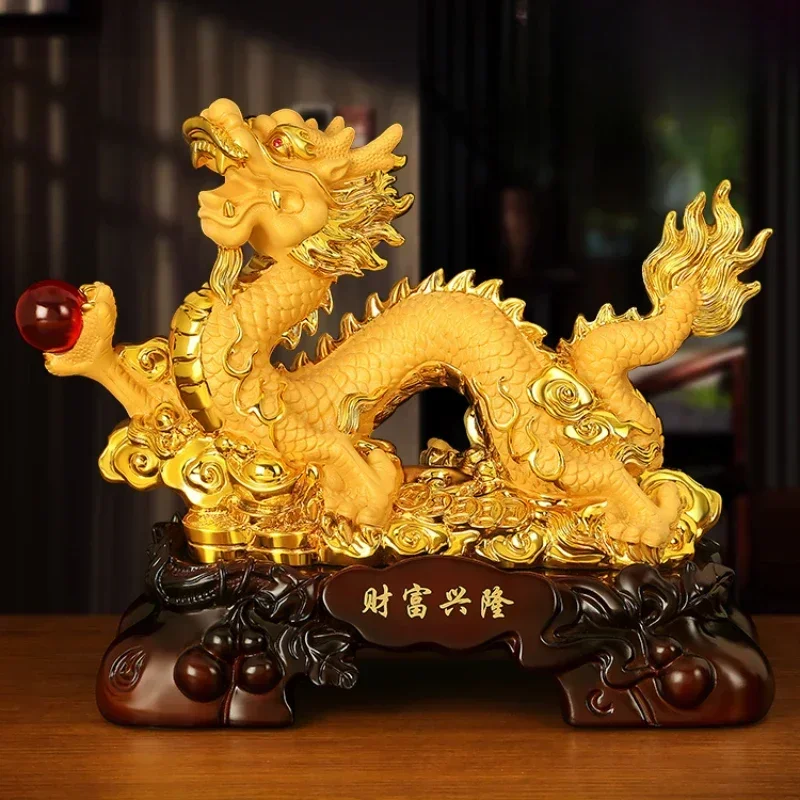 Resin dragon ornaments living room home decoration Christmas new year Housewarming gift Feng Shui Absorb wealth Animal modeling
