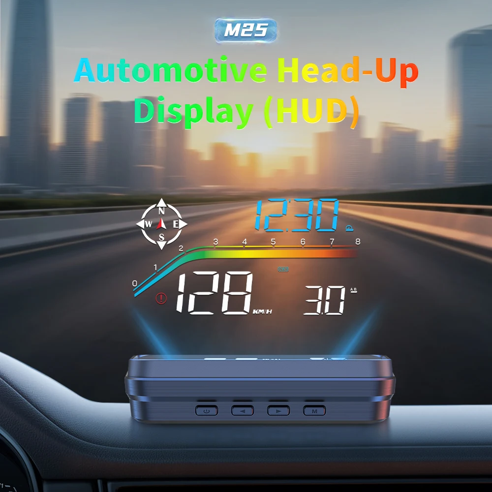 4.5inch Big Screen LED Projector HUD OBD2+GPS  Plug and Play M25 Windshield  with Clock & Fuel Consumption for Universal Car