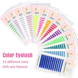 Colour Eyelash Extension lash extensions Purple Blue Green Red White Pink Yellow Brown Ombre False Individual Silk Eyelashes