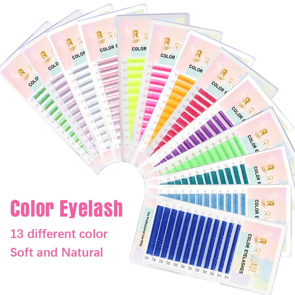 Colour Eyelash Extension lash extensions Purple Blue Green Red White Pink Yellow Brown Ombre False Individual Silk Eyelashes