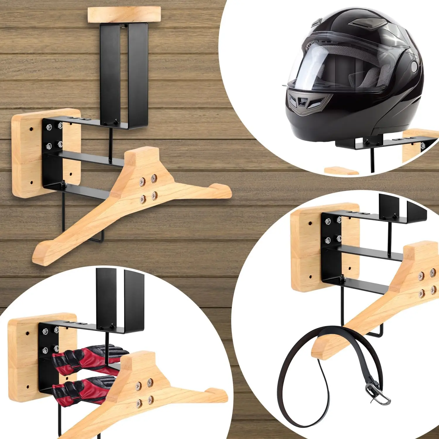 

Motorcycle Helmet Holder Wall Mount Wood Hanger Storage Rack Portable Motorcycle Equipment Display Hook Motorcycle Accessories