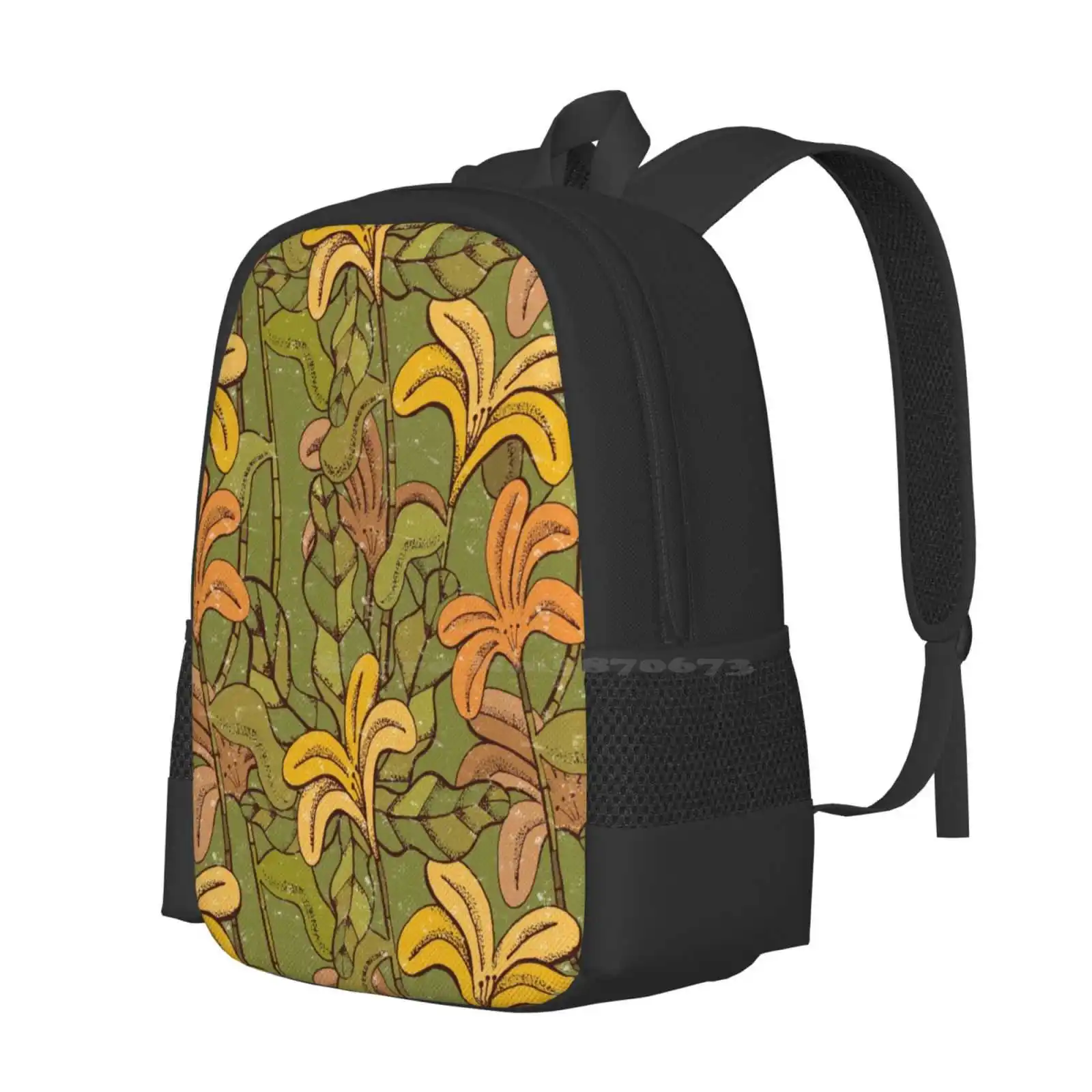 Tropics Pattern Design Bag Student'S Backpack Tropical Plant Spring Autumn Hand Painting Beautiful Cartoon Color Decorative