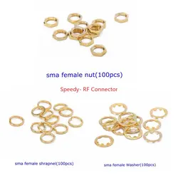 100Pcs SMA Female Nuts Washers SMA Female Jack Nuts Washers Accessories Match Gold Plated Brass RF