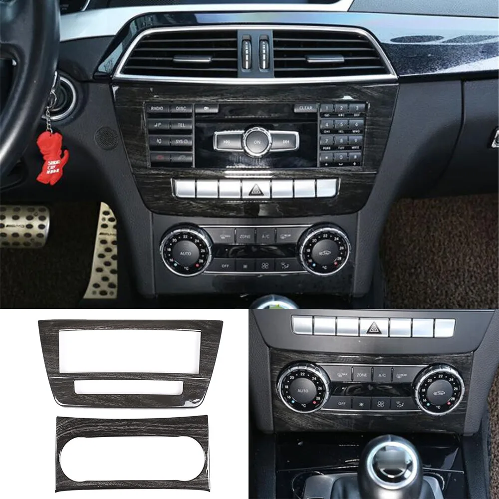 Capa Decorativa para Botão de Ar Condicionado Interno do Carro para Mercedes Benz Classe C W204 2008-2014, Acabamento Decorativo em ABS para Controle Central de CD