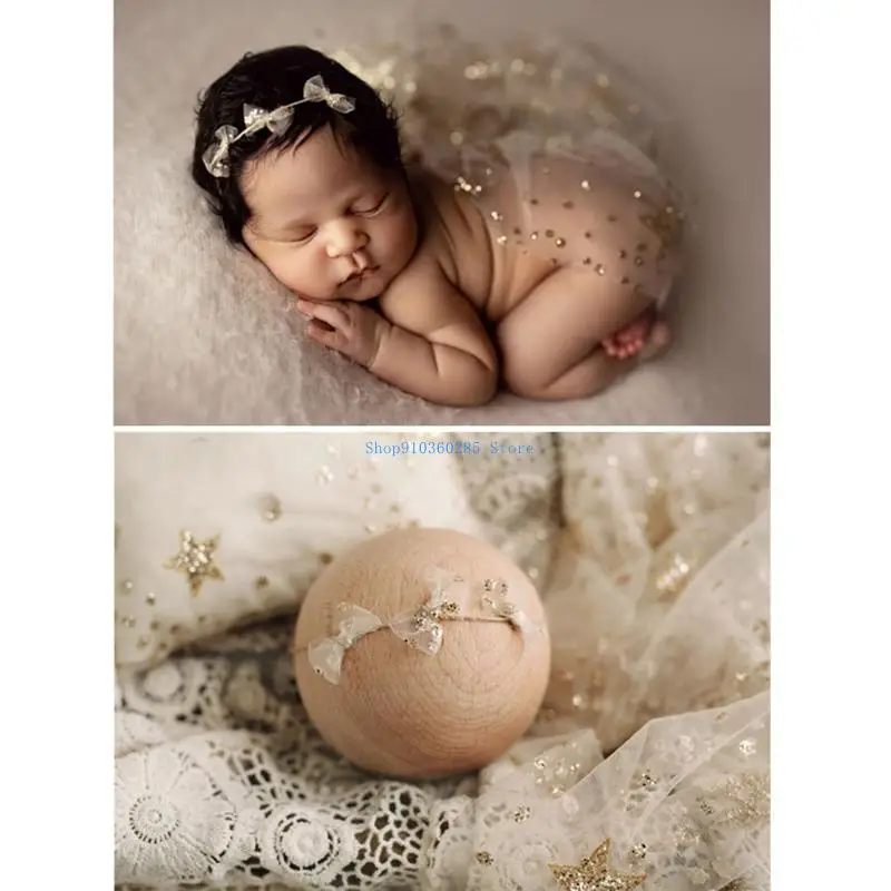 

K9FF Newborn Photography Props Transparent Mesh Yarn Blanket Baby Starry Swaddling Wrap Infants Photo Backdrop