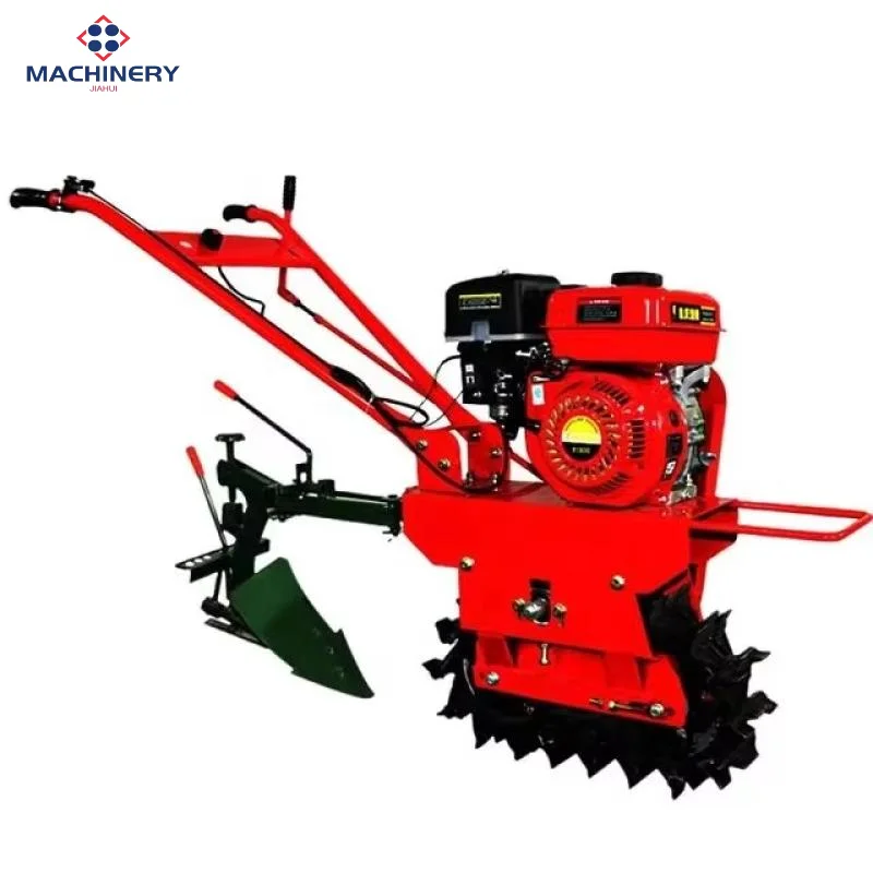 High Quality Single Chain Rail Micro Tiller Garden Agricultural Mini Power Cultivator Machine+Flip Plow