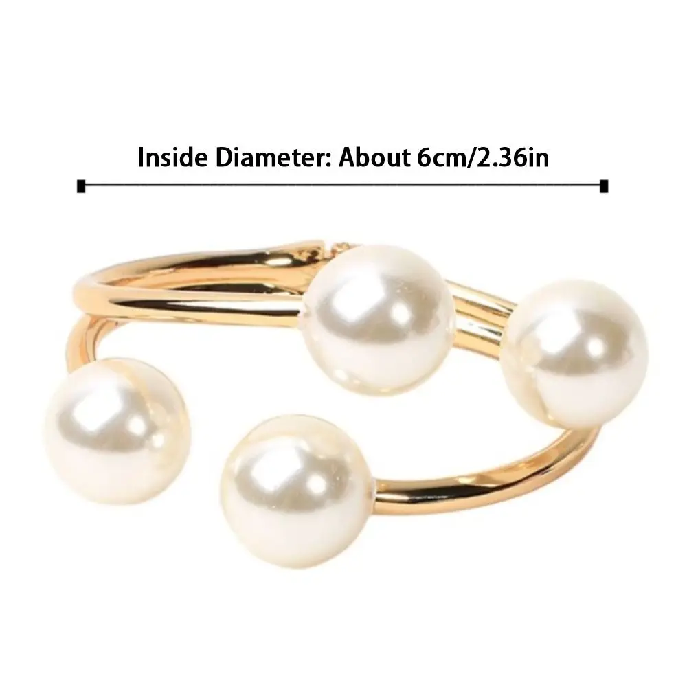 أزياء معدنية واسعة الكفة أساور الذهب الديكور اللؤلؤ هندسية سوار مجوهرات اكسسوارات الستار مشبك الهدايا #6