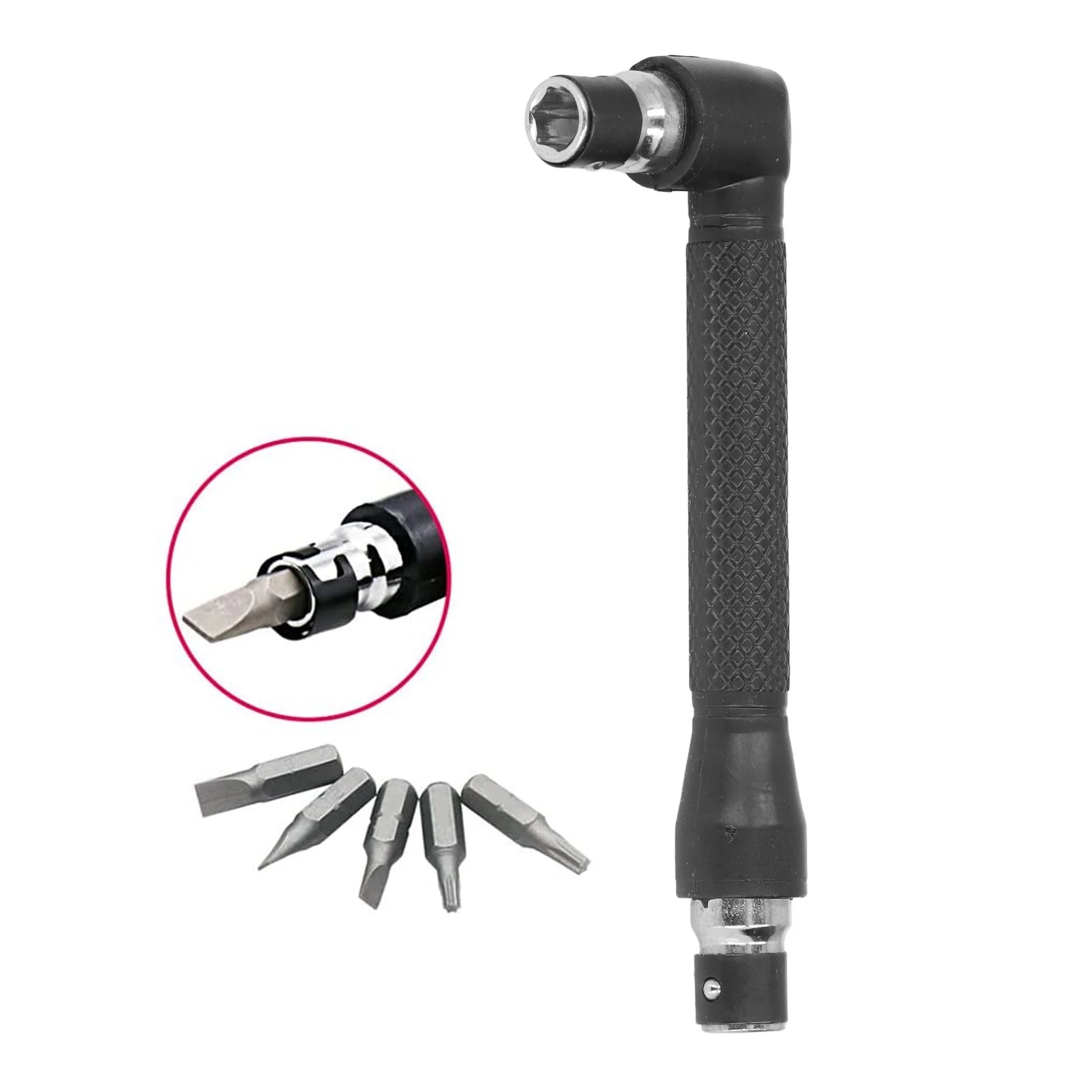 1/4In Hex Shank Socket Wrench Made of Excellent Iron Material Double Head 90 Degree L Shaped Right Angle Screwdriver Adapter
