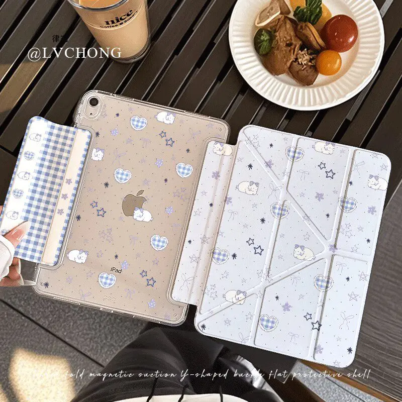 Korean Purple Love Rabbit Y2K ins Tablet Case For iPad Pro 13in 11th M5M4 12.9in A16 7/8/9/10th Air4/5/6/7 11in M2 M3 Mini Cover