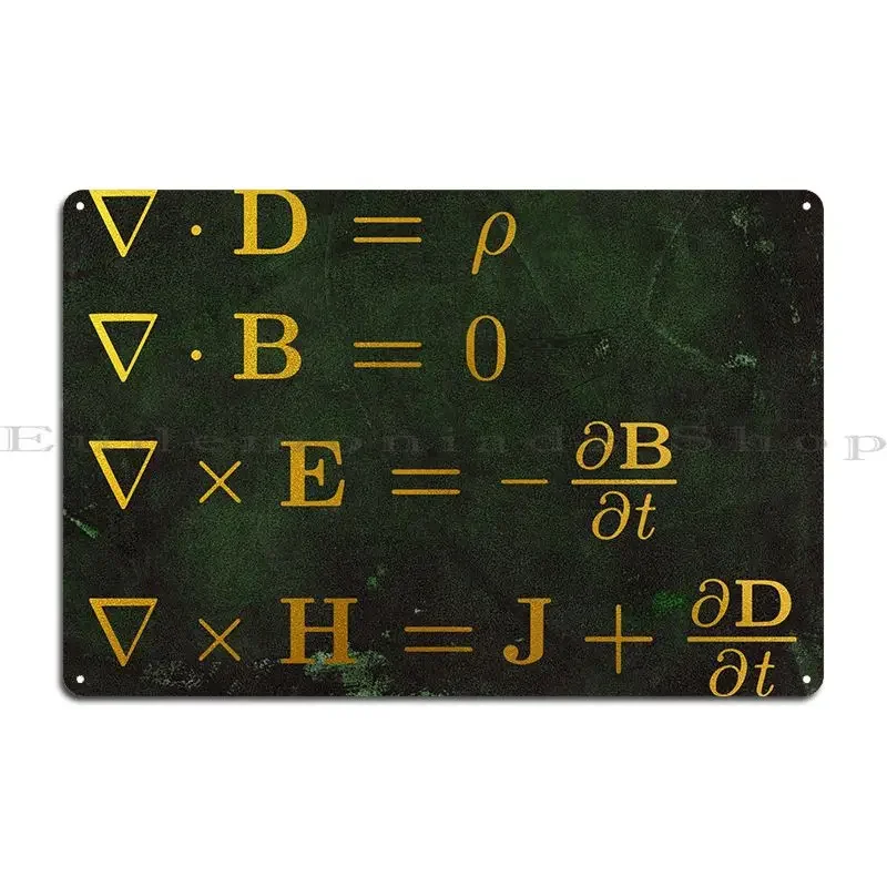 Maxwells Equations Metal Sign Printed Home Decoration Wall Mural Club Tin Sign Poster