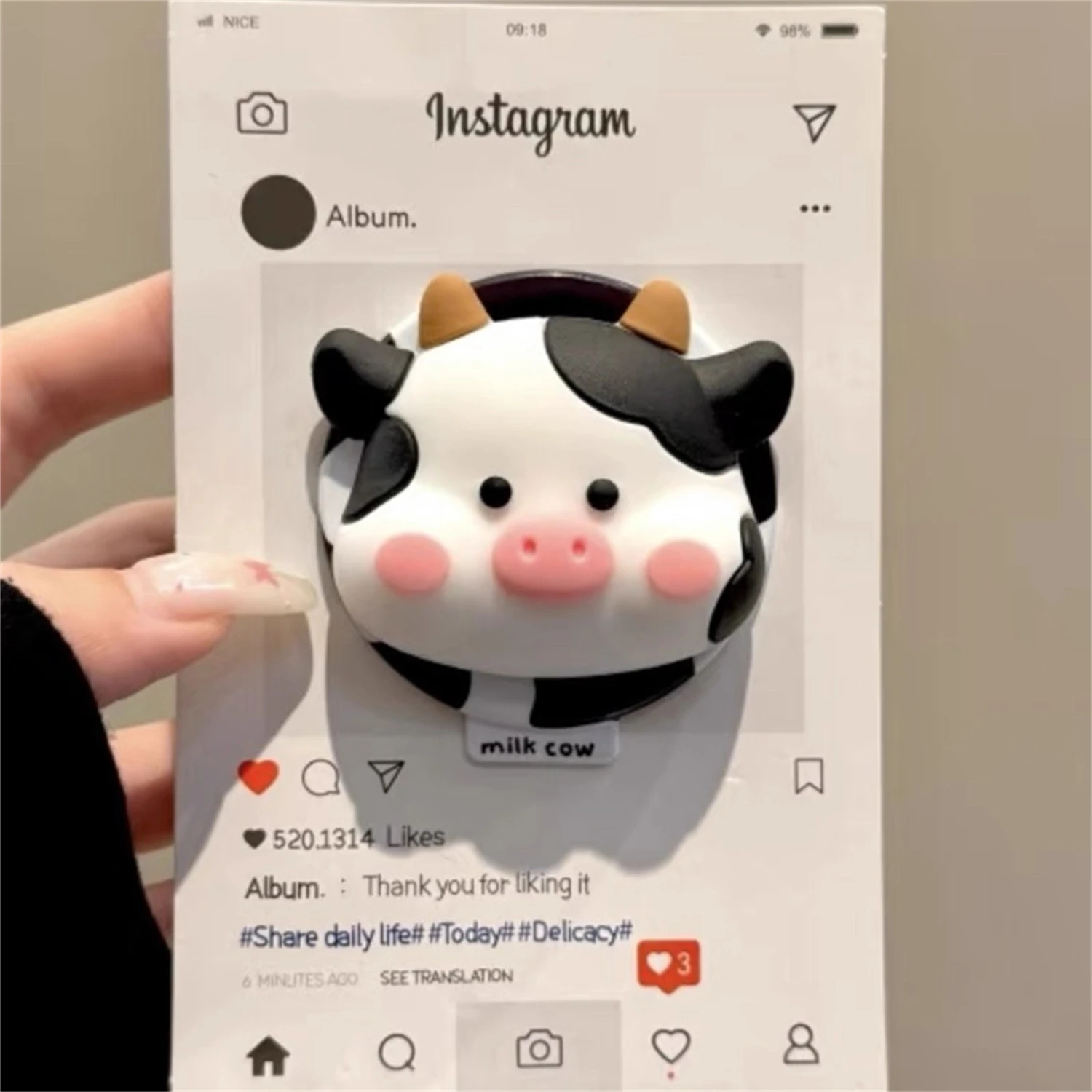 

Милая черно-белая коровья магнитная подставка для Magsafe Grip Tok Griptok, кронштейн, держатель для телефона, поддержка IPhone, Samsung Smart Tok