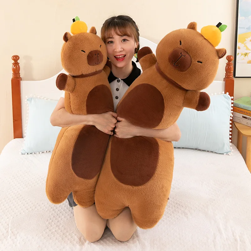 70cm Kapibala Cute Giant Long Capybara Plush Pillow Capybara Soft Stuffed Animals Cartoon Toys Christmas Birthday Gift Toy