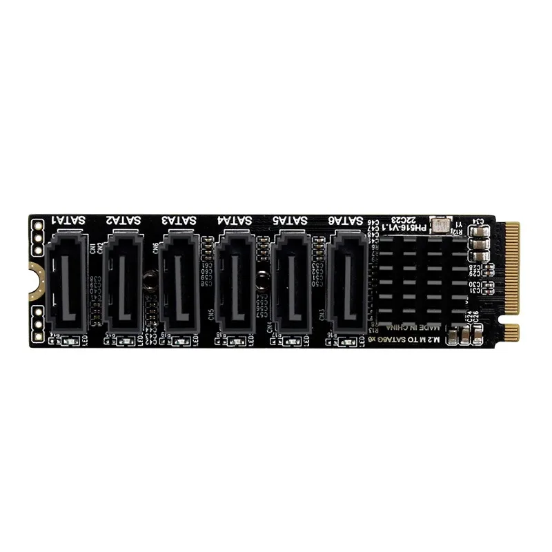 PH516 M.2 A+E Key PCIe3.0 To 6 Port SATA3 6Gbps Expansion Card ASM1166 Chip PM Function for NAS Storage Upgrade