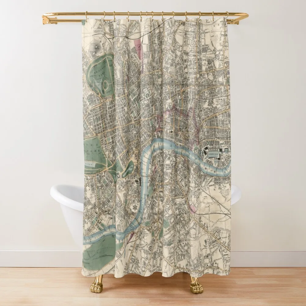 

Vintage London England Map (1853) Shower Curtain Bathroom Decor Bathtub In The Bathroom Waterproof Fabric Bathroom Curtain