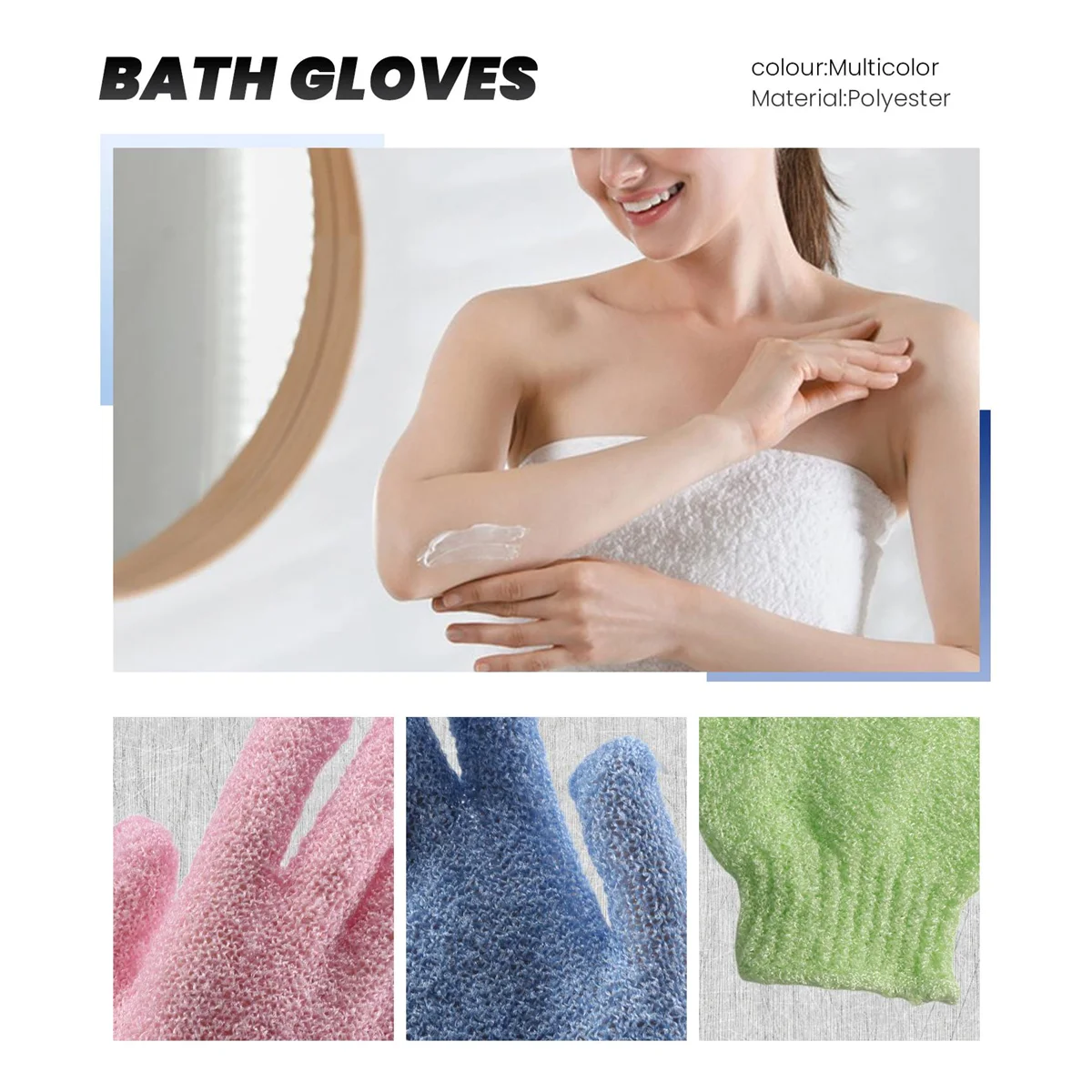 4 pares de guantes de baño de ducha exfoliantes para lavar la piel Spa masaje limpiador corporal
