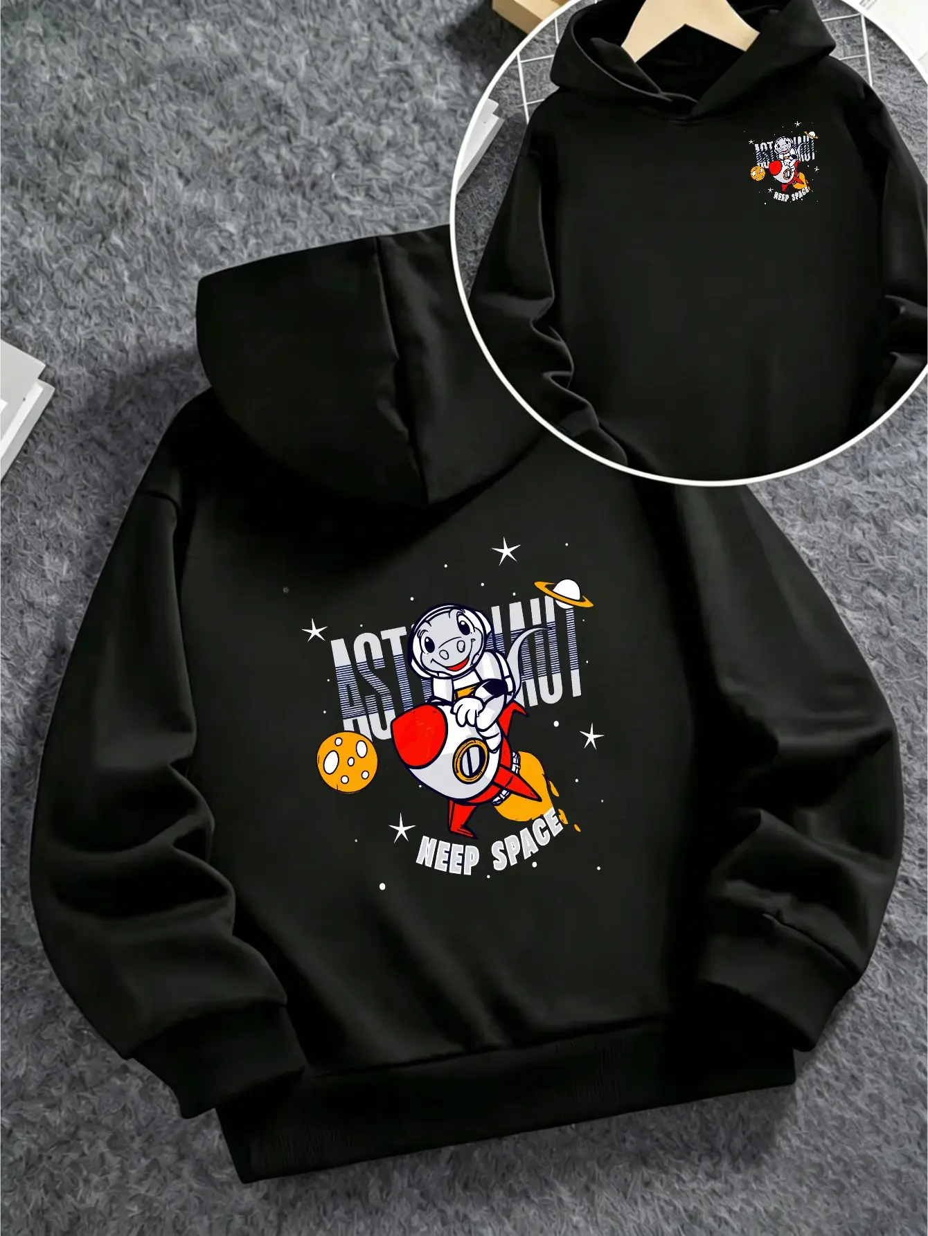 Autumn/Winter New Arrival Christmas Men's and Women's Hooded SweatshirtLoose CasualJacket Cartoon Astronaut Rocket Planet Hoodie