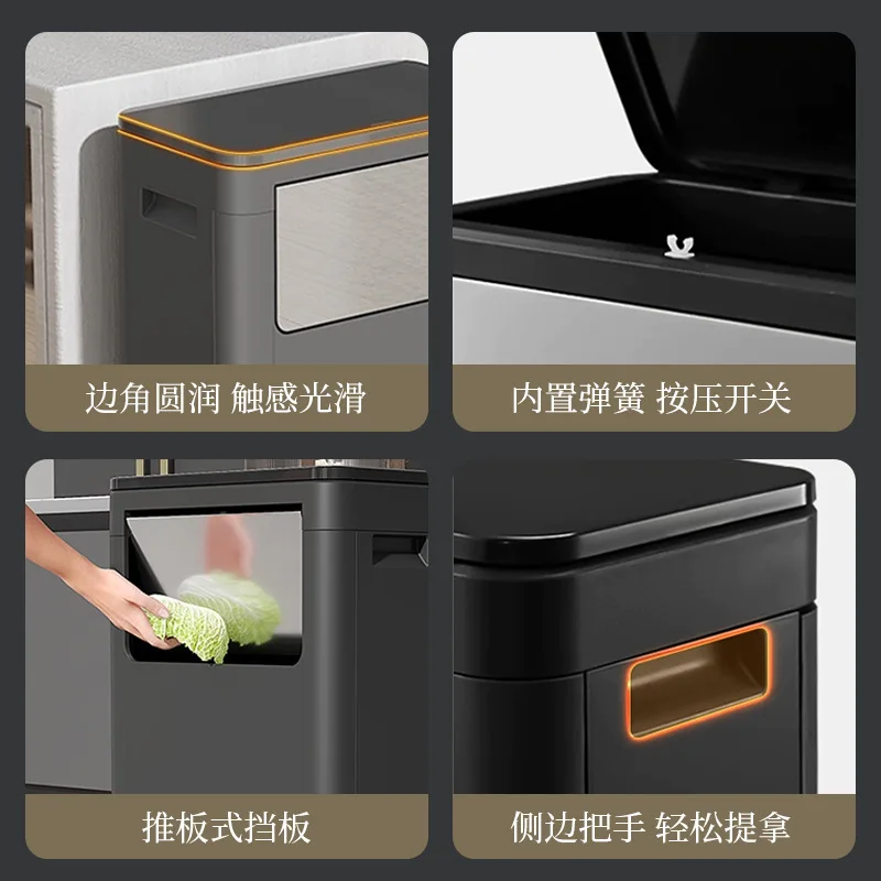 Trash can double open lid mode no bending kitchen trash can commercial outdoor trash can large capacity