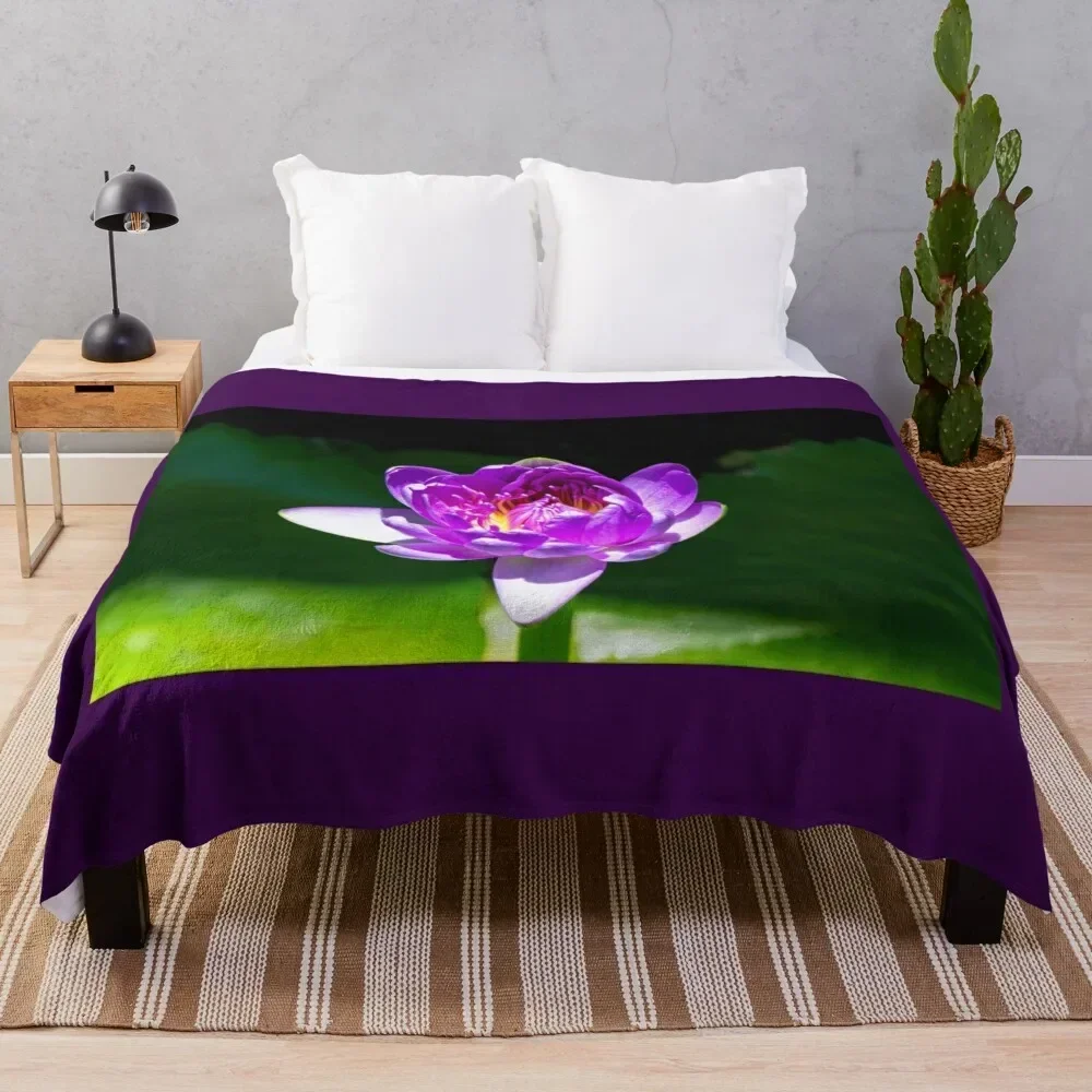 Purple Water Lily Throw Blanket Beach Flannel Blankets