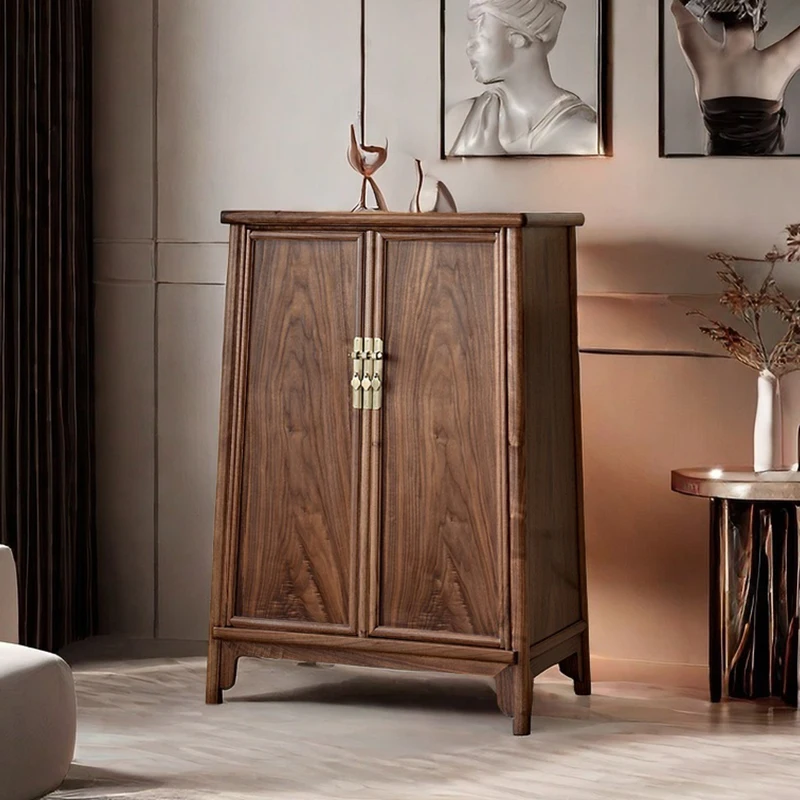 North American black walnut rounded corner cabinet, bright noodle cabinet, new Chinese locker