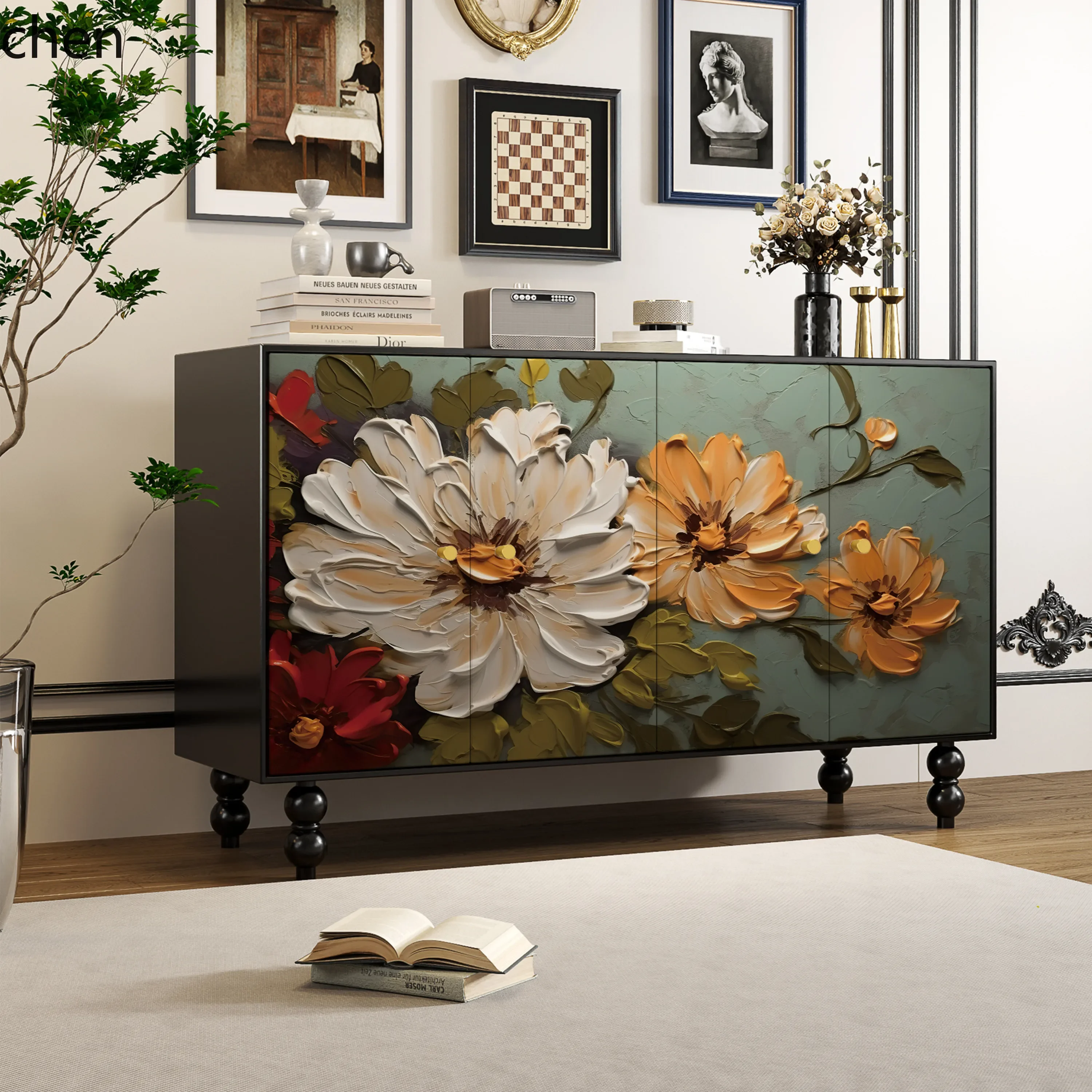 DSA Painted Multifunctional Storage Shoe Cabinet Home Solid Wood Sideboard B&B Storage Entryway Cabinet