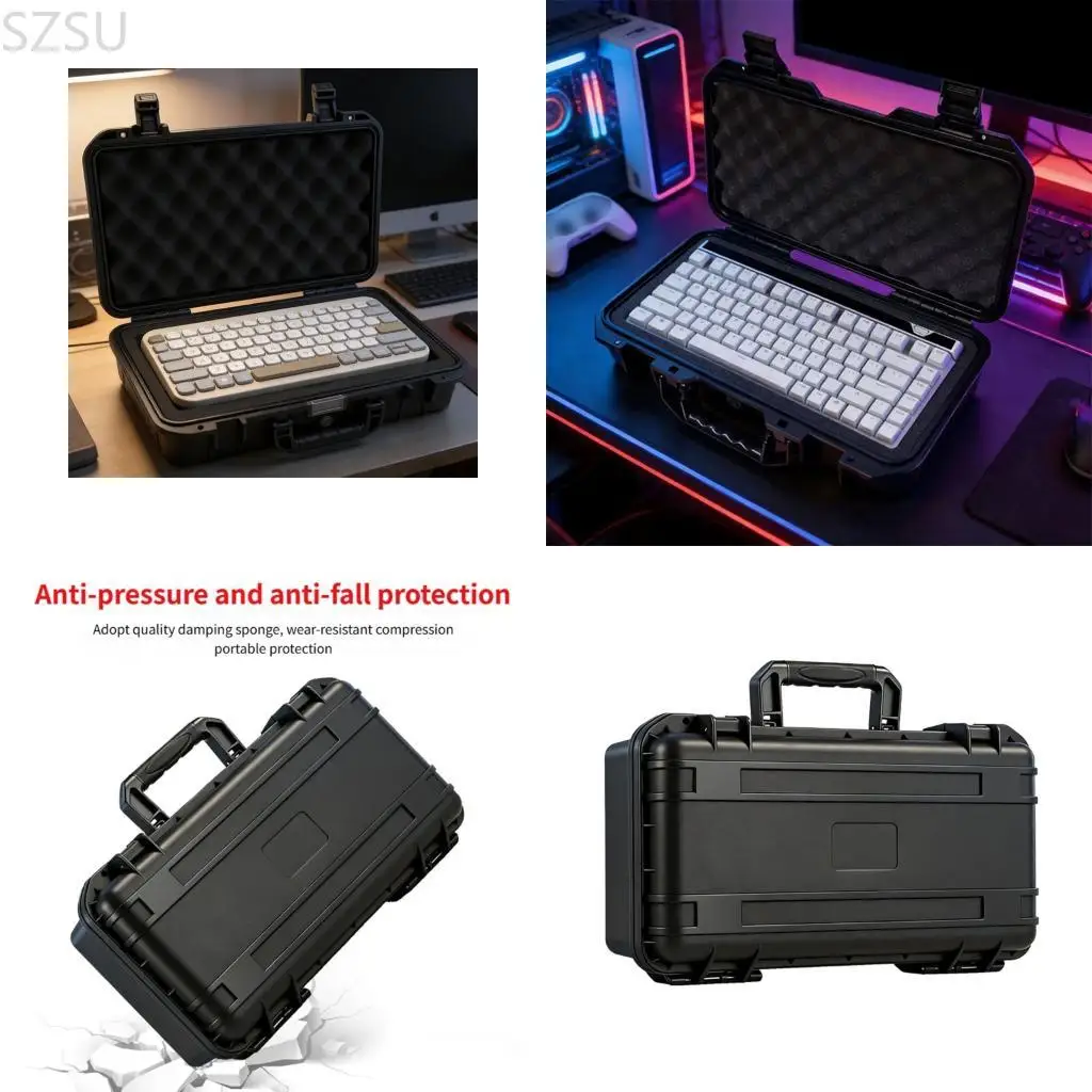 SZSU Wireless Keyboard Mouse Travel Case for 87 Keys Ergonomic Keyboard Storage