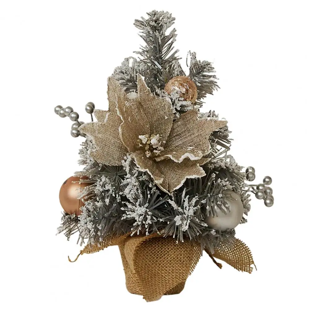 

Christmas Tree with Ball Stable Base Christmas Tree Realistic Pine Needle Ball Flower Pine Cone Mini Christmas Tree for Holiday