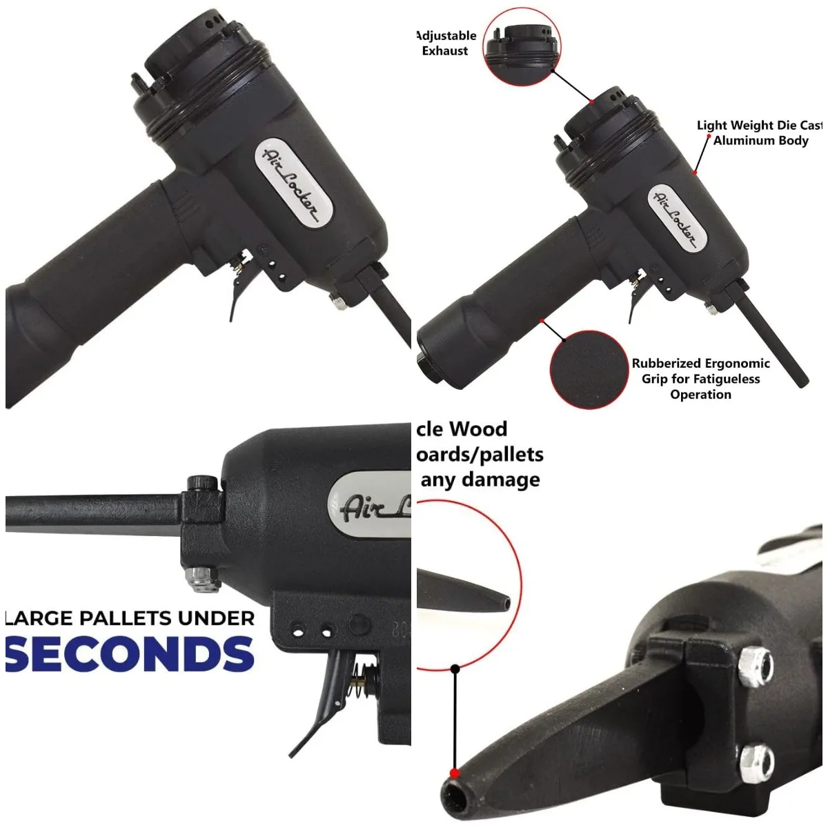 

AP700 Heavy Duty Air Punch Nailer, 1/4' NPT, 80-120 PSI, Removes 10-20 Gauge Nails, Black