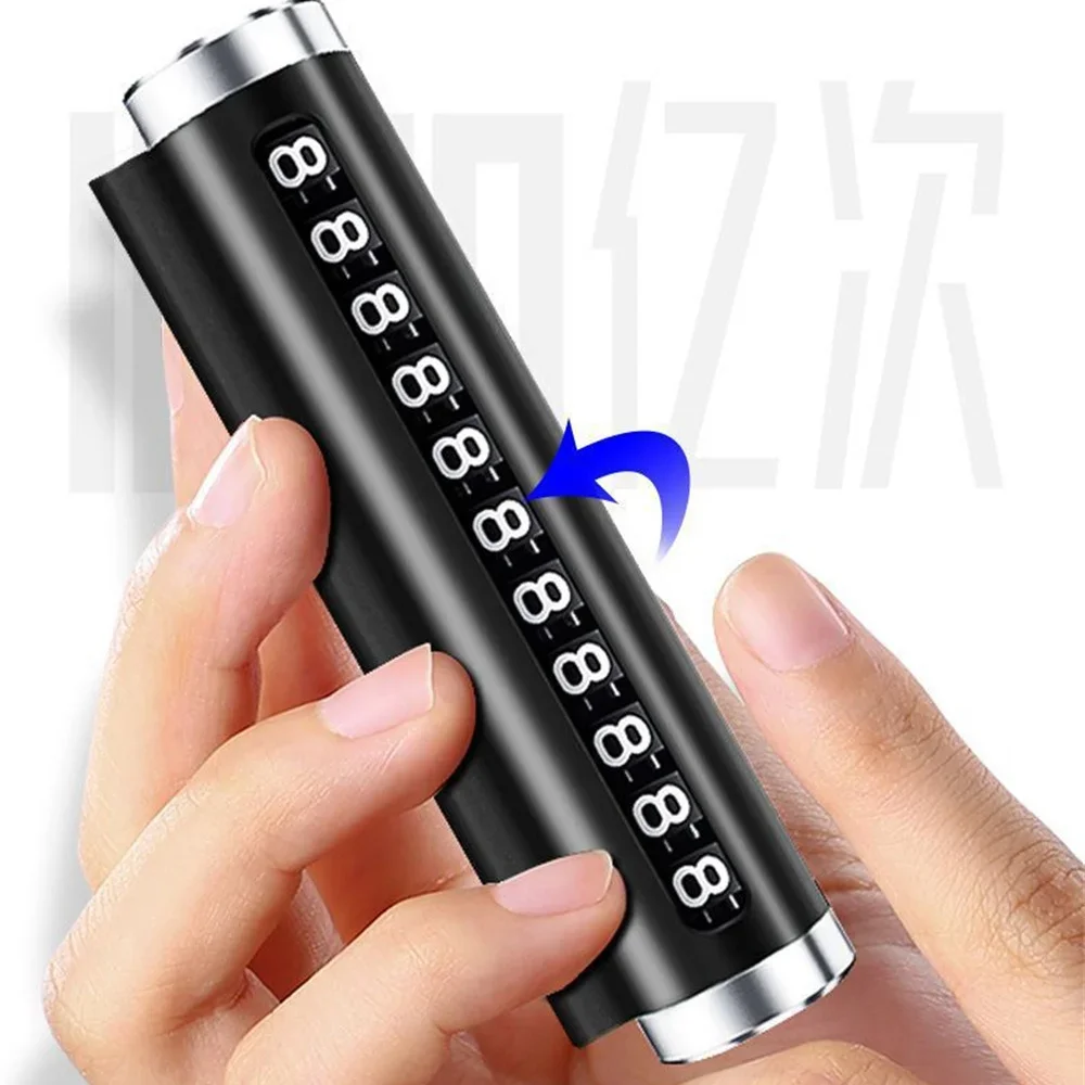 Universal Car Temporary Parking Card Metal Rotate Number Plate Alloy Move The Car Phone Plate Park Stop Stickers Car Accessories