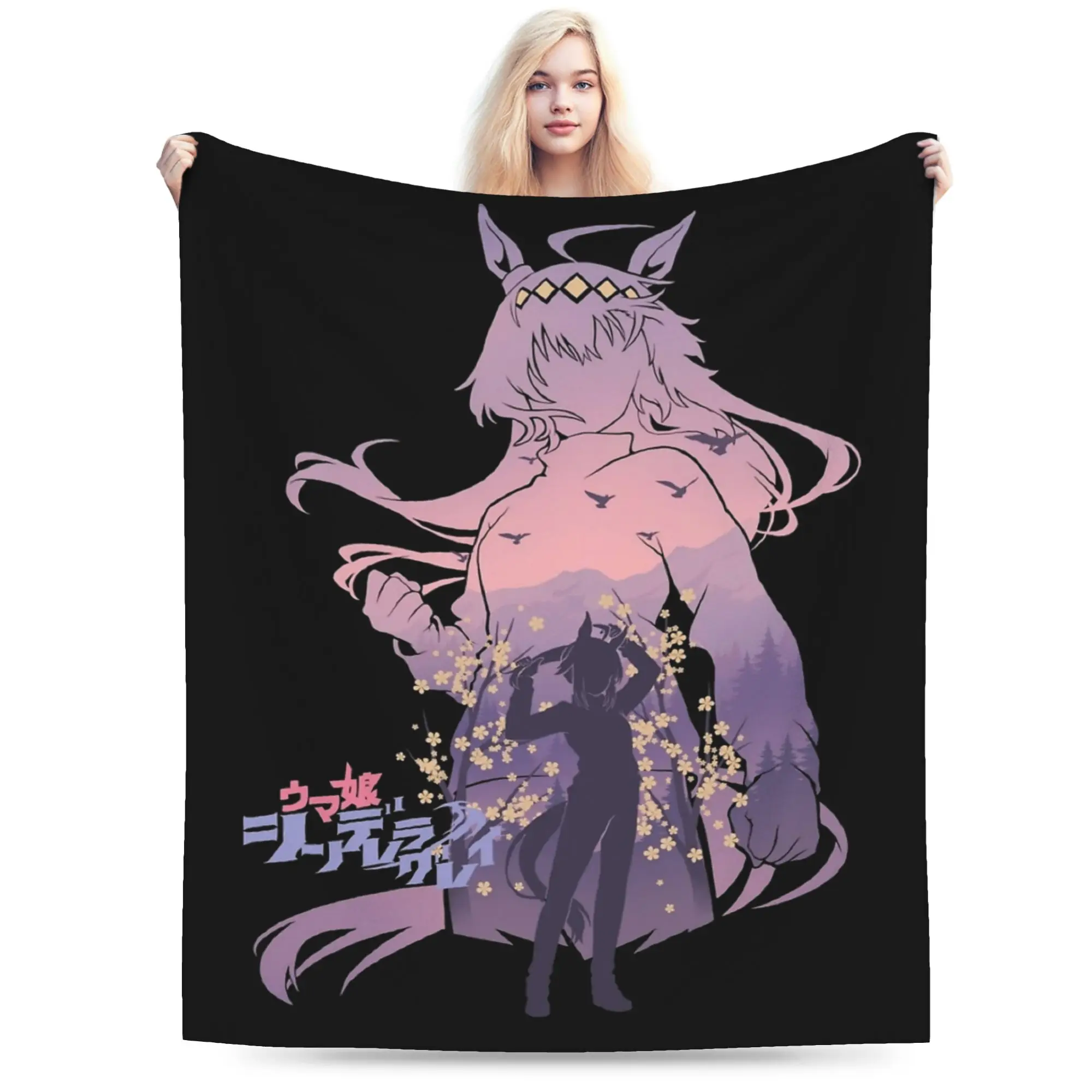 The Cinderella Gray Uma Musume Anime Blanket Fleece Printed Lightweight Thin Throw Blankets for Home Bedroom Bedspread