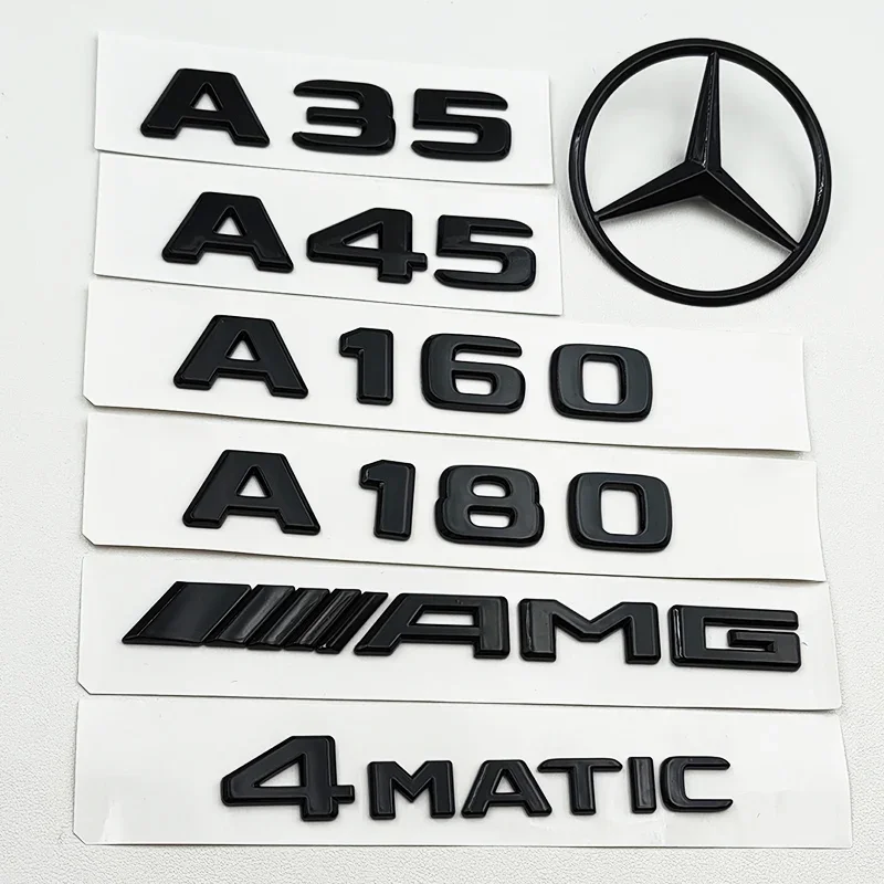 3D ABS Black A35 A45 A160 A180 A200 A250 Logo Letters 4MATIC Badge Car Rear Star Sticker AMG Emblem For Mercedes Benz W176 W177