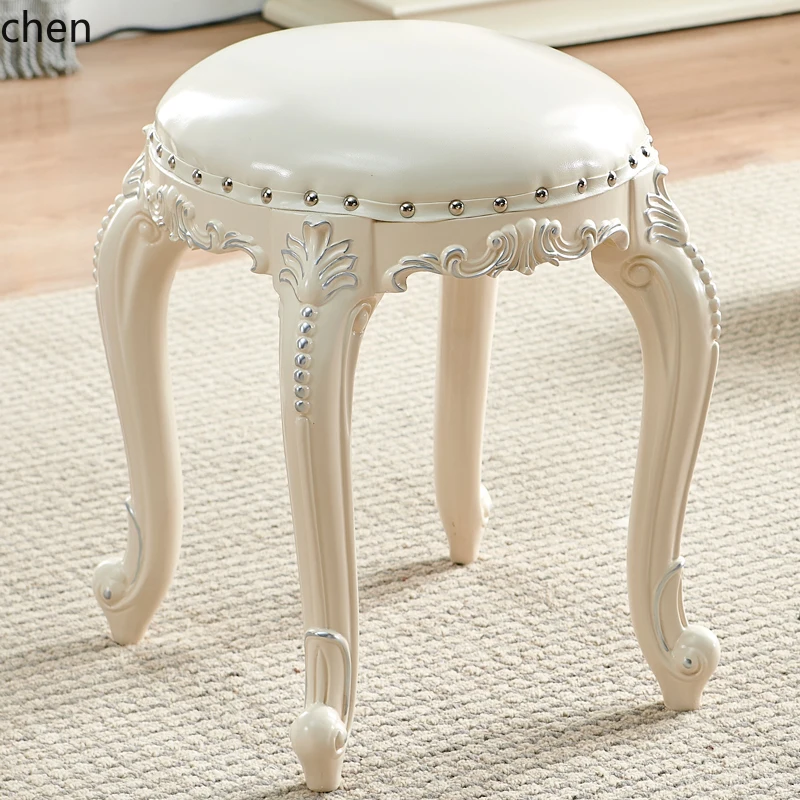 YFY  solid wood dressing European round stool bedroom household chair princess dressing table soft bag makeup stool