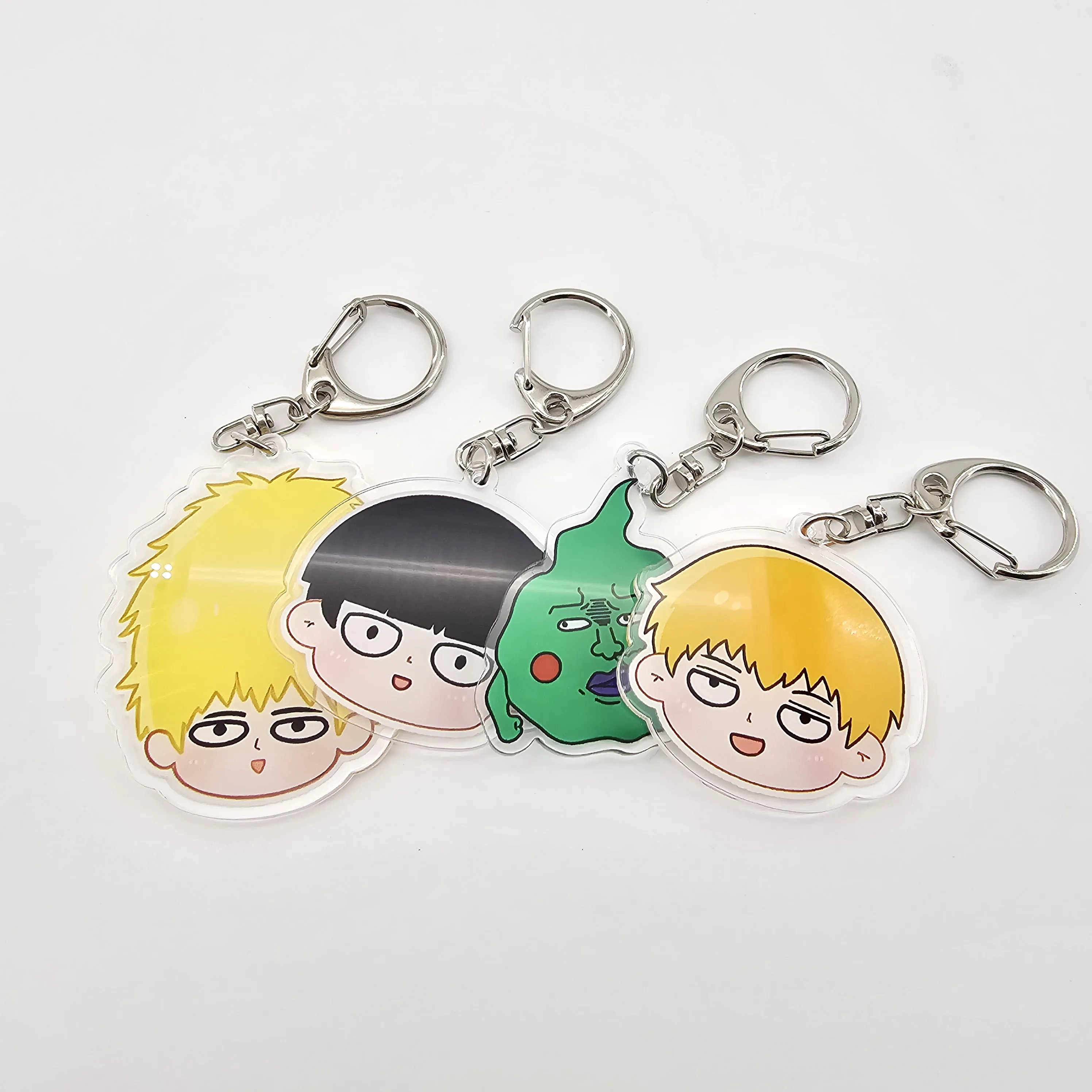 Anime Mob Psycho 100 Acrylic keychain accessaries Cartoon funny Bag Pendant cute creative charm Car Keyring Friends Fans Gifts