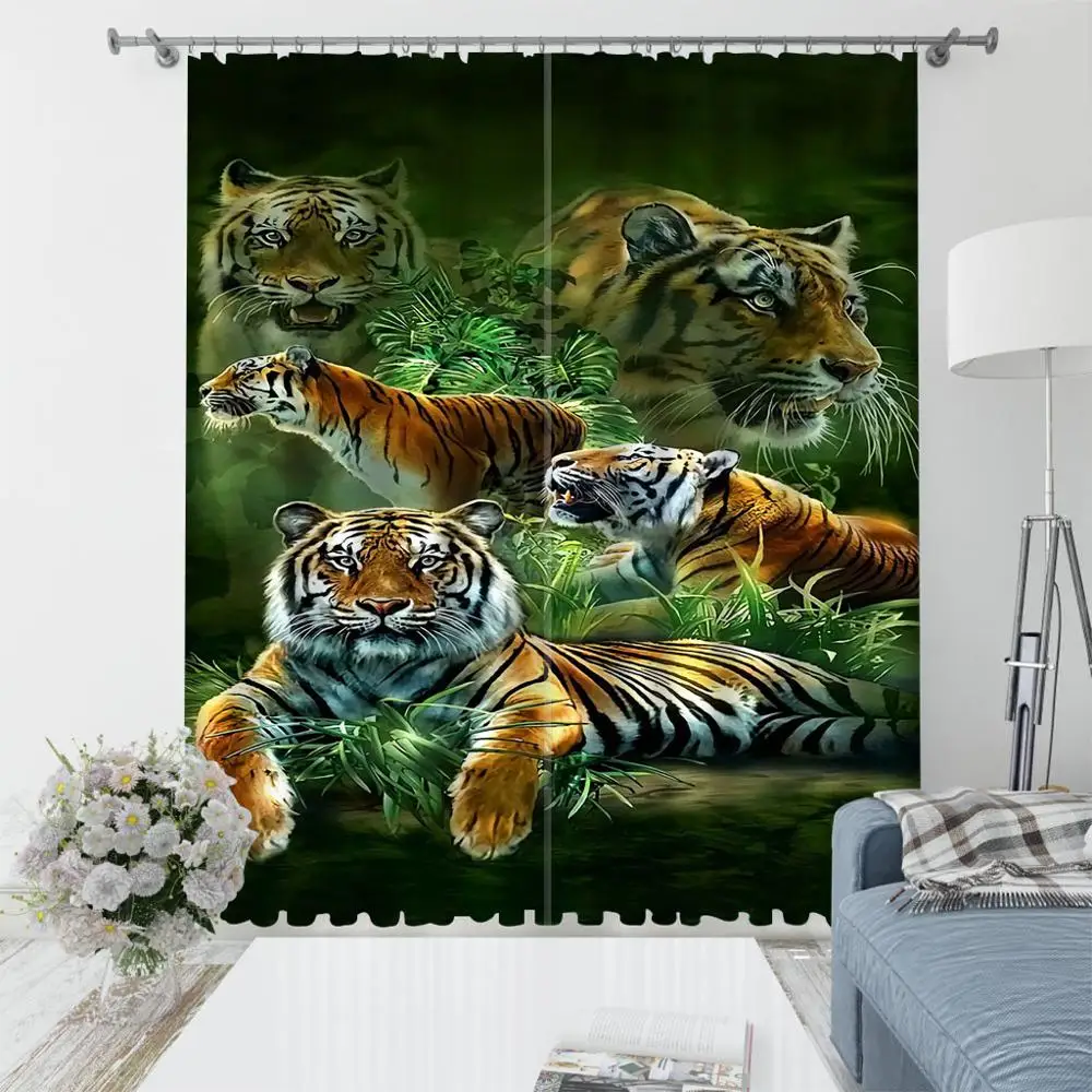 Beautiful Photo Fashion Customized 3D Curtains Morden tiger curtains Decoration curtains