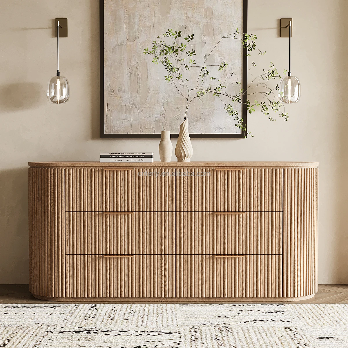 

Customizable Modern American Design Bedroom Furniture Sets New Arrival 6 Drawer Oak Dresser for Living Room