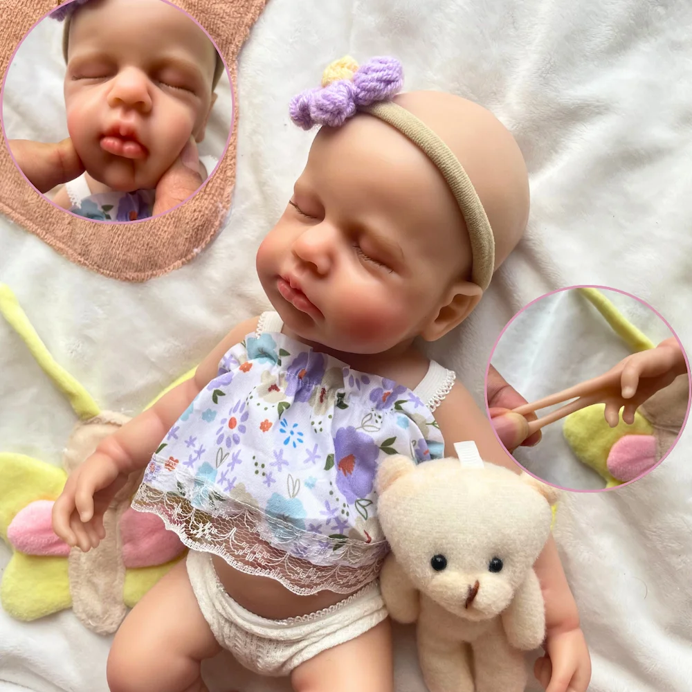 

Mini 13 Inch LouLou Full Solid Silicone Reborn Baby Doll Girl Washable Body Lifelike Silicone Soft Body Birthday Christmas Gift