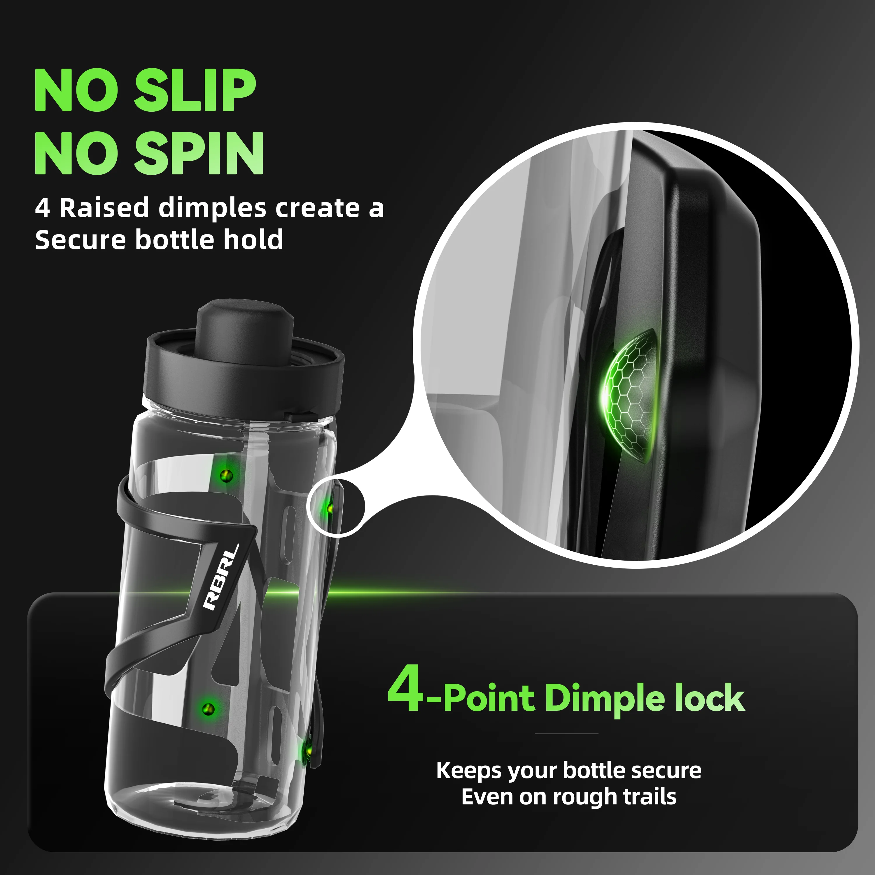 RBRL Anti-drop MTB Bike Water Bottle Cage 36g Lightweight Nylon Bottle Holder for Off-road Trail MTB Sturdy Cycling Water Cage