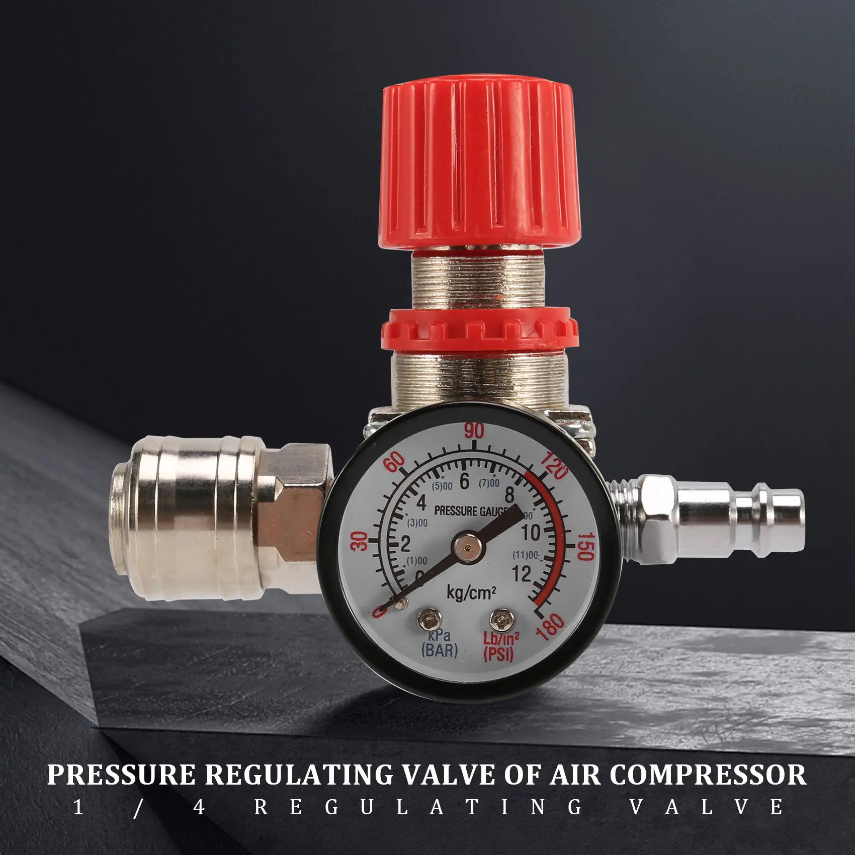 1/4Inch Pressure Regulator Air Compressor Pressure Regulator Reduction Valve 3 Holes Control Valve 12 Bar ConnectionAB32