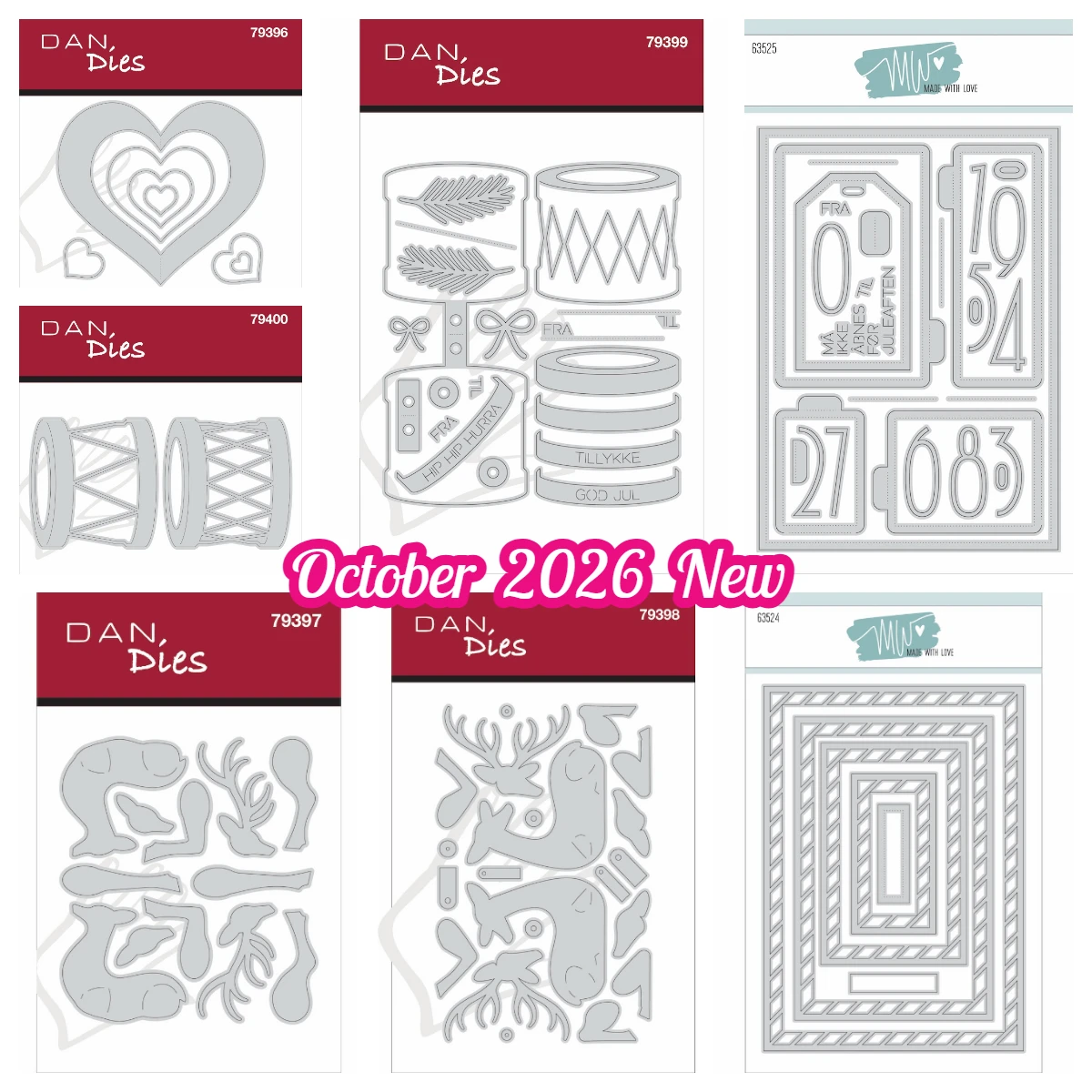 Oktober 2026 Neue Dan/Mw Open Heart Elk Trommel Nummernkalender Türen Metall-Stanzformen für DIY Scrapbook Papierkartenherstellung Basteln