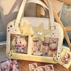 Patchwork Star Japanese Itabag Girls Transparent Pocket Y2k Pain Shoulder Bag PU JK Uniform Messenger Bag Harajuku Bag For Women