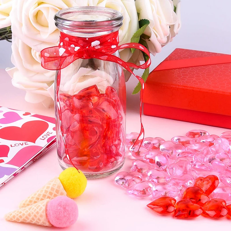 20/50pcs Red Pink Hearts Lips Acrylic Ornaments Valentine\'s Day Wedding Party Decoration Table Scatter Vase Fillers Home Decor