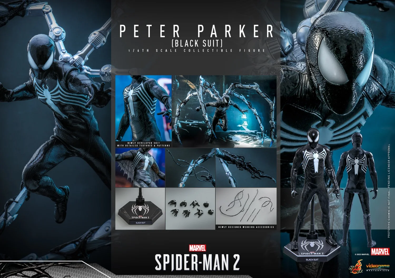 Hottoys 1/6 Vgm56 Special Marvel Spider Man 2 Peter Parker Black Venom Suit Children Festival Gift  Action Figure