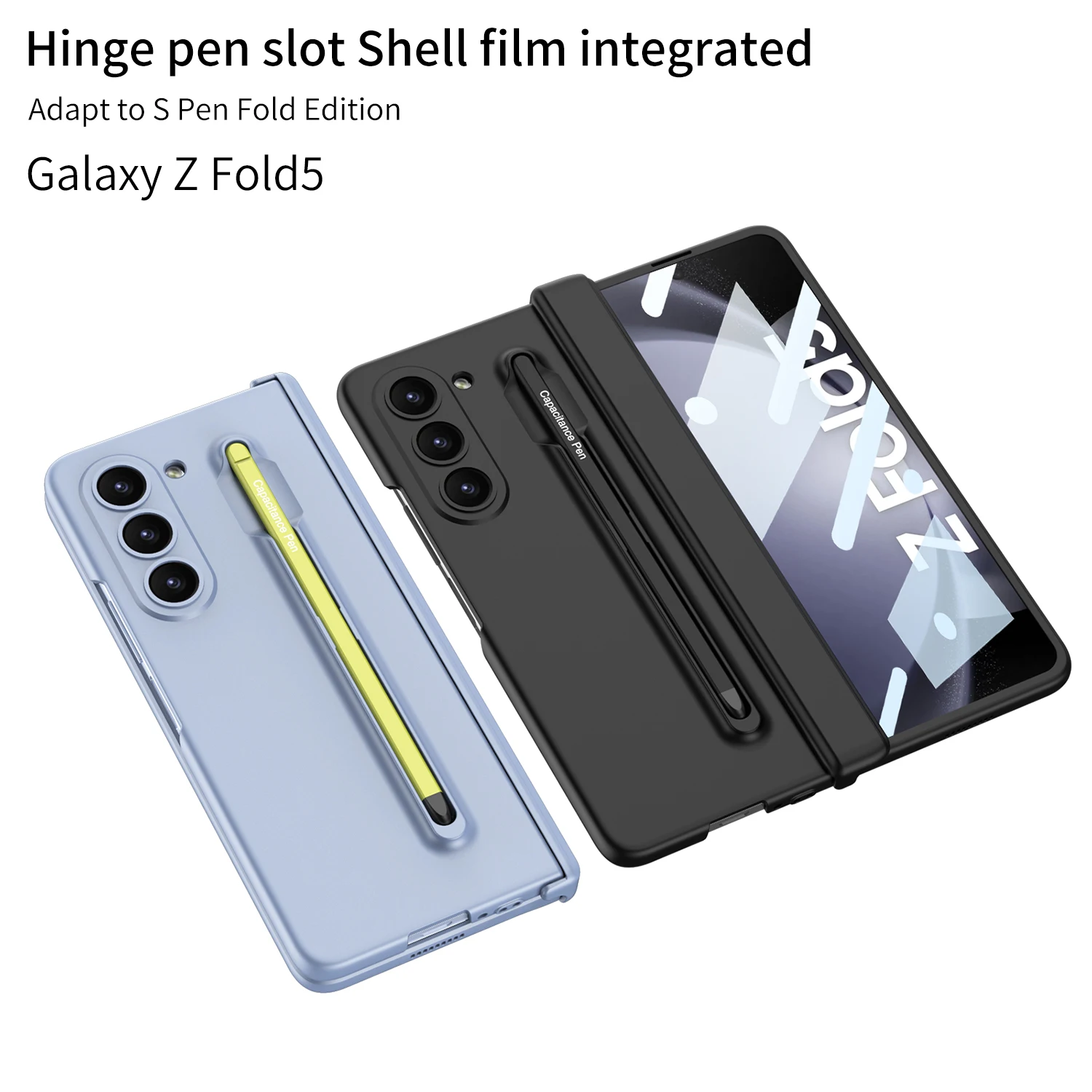For Samsung Galaxy Z Fold 5 Case Skin-feeling Matte Magnetic Folding Hinge With Colorful Pen Slot Tempered Film Shockproof Cover