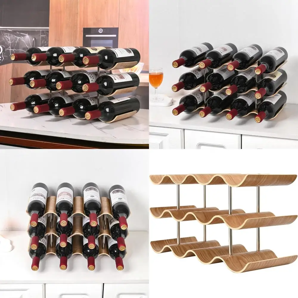 

3-х уровневая деревянная отдельно стоящая винная полка на 12 бутылок для домашней кухни, бара, шкафа для хранения