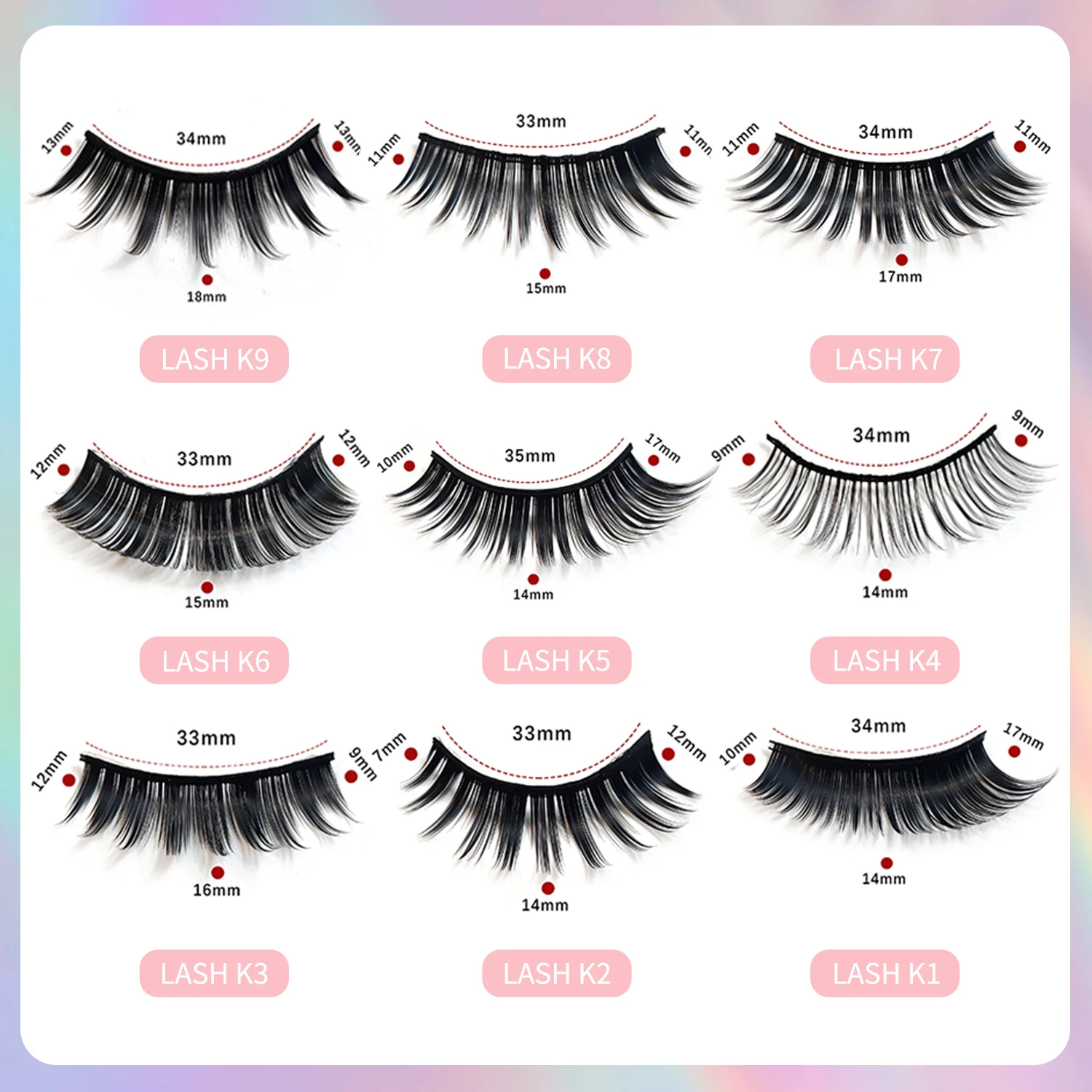 RED SIREN 5/7 Pairs Manga Lashes Korean Make Up New Cosplay Anime Natural False Eyelashes