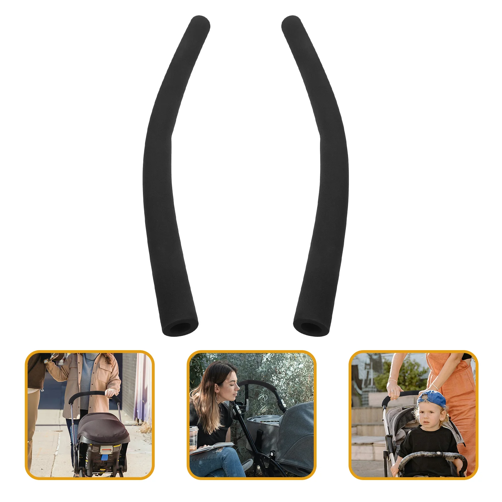 2 Pcs Click Baby Stroller Hooks Bike Handlebar Cover Wagon Grip Sponge Sleeve Toddler Black Universal Accessories for