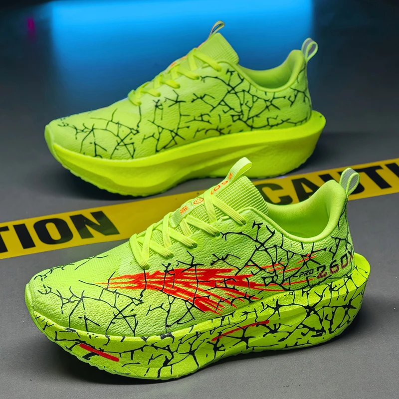 Men Women Trail Running Shoes Ultra-light Cushioned Sneakers Breathable Athletic Racing Shoes Lace-up Non-Slip Gym Training Shoe