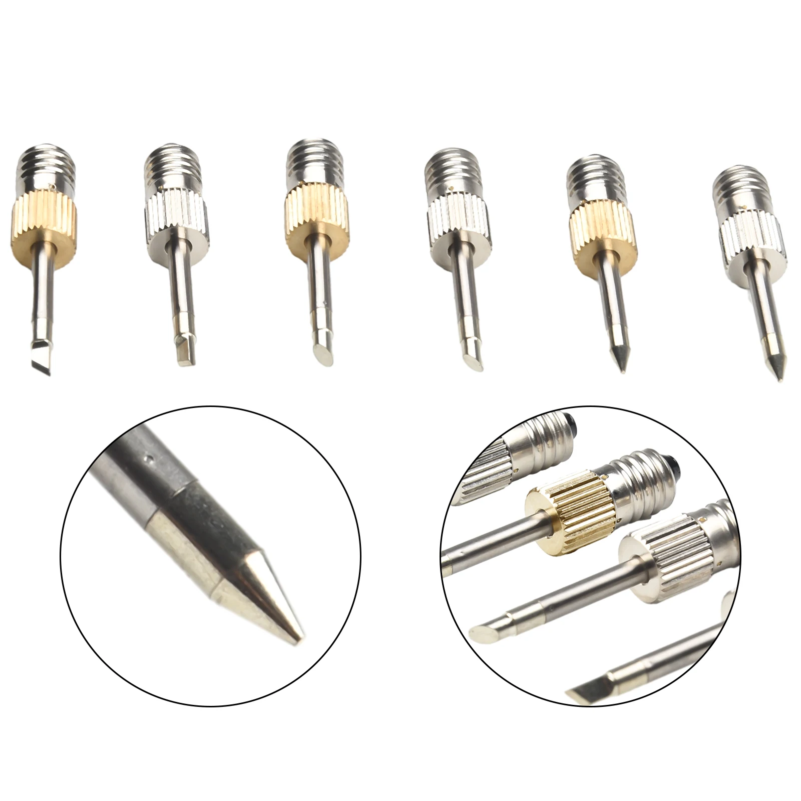 6pc Replacement Soldering Iron Tips E10 Interface Electric Soldering Needle Tip Tip-B, Tip-C, Tip-K Threaded Soldering Tip