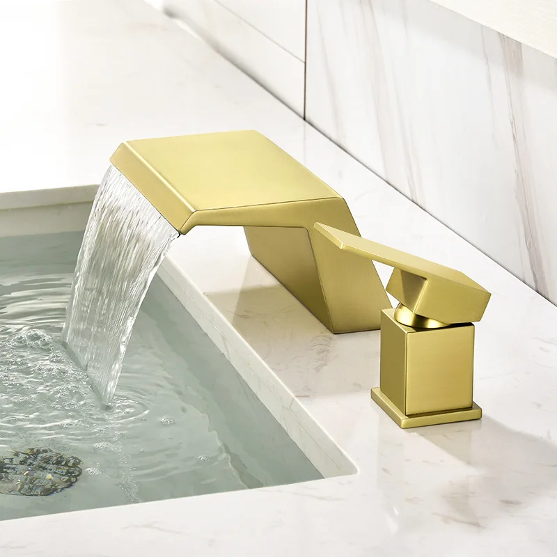 Ruskin face wash under the counter basin faucet bathroom waterfall large flow faucet double hole hot and cold household