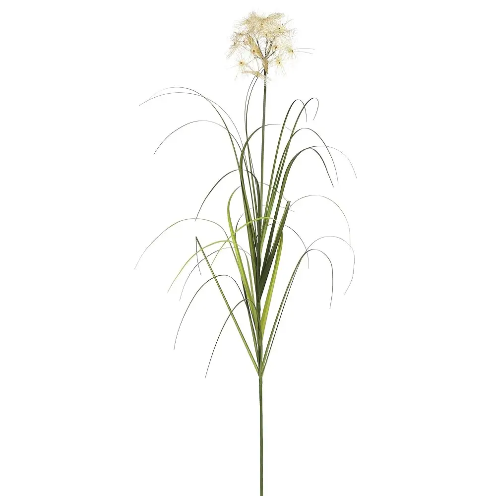 

38"" Tall Artificial Green Grass Spray With Cream Dandelion Accent - 3 Pieces Per Pa - Realistic Looking Greenery Decoration -