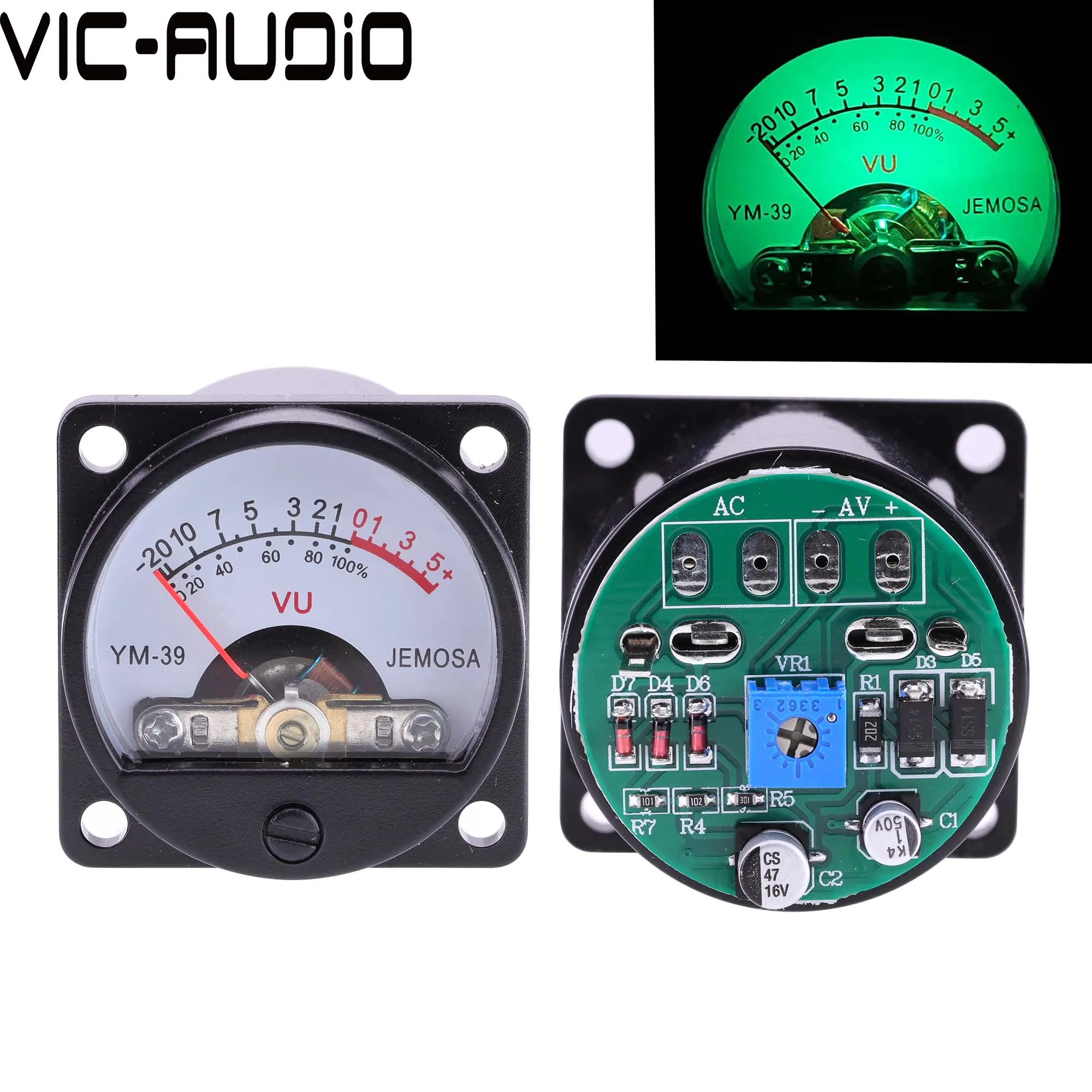 2 قطعة 35 مللي متر لوحة VU متر 500VU الصوت ضغط متر 2 قطعة VU مستوى الصوت متر لوحة للقيادة تيار مستمر/التيار المتناوب 6-12 فولت المدخلات